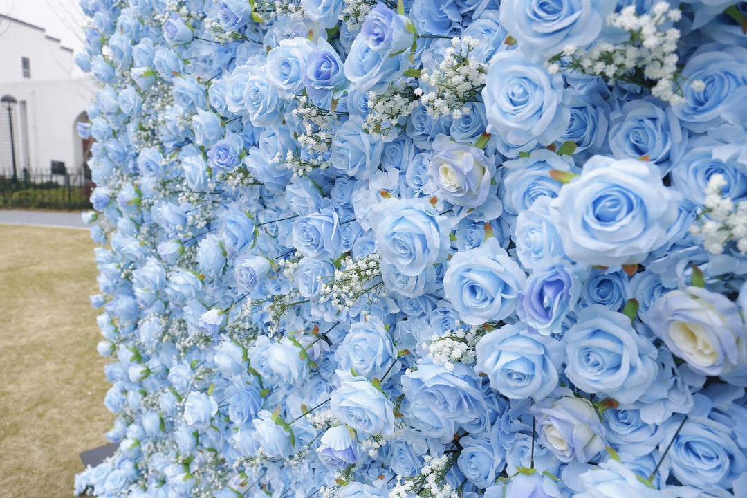 Dreamy Blue Rose, Artificial Flower Wall, Wedding Party Backdrop