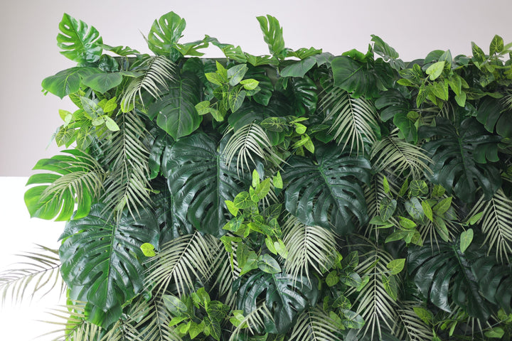 Green Silk Fern And Turtle Back Leaves Mixed Grass Wall, Artificial Flower Wall Backdrop