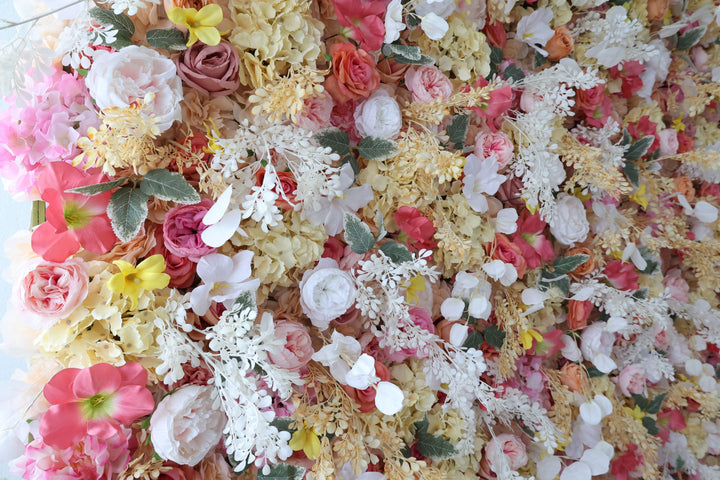 Mixed Flowers, Reed Pampas Grass, Artificial Flower Wall, Wedding Party Backdrop