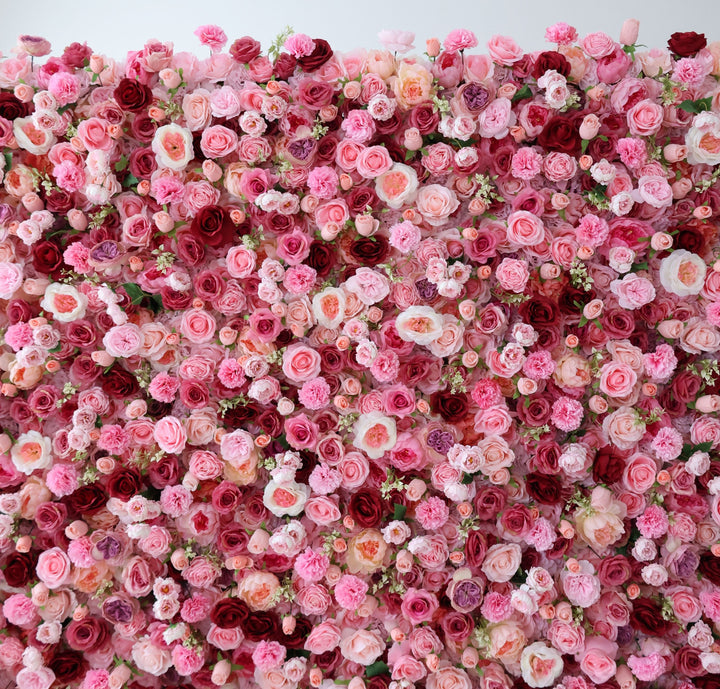 Mixed Flowers In Pink, 5D, Fabric Backing Artificial Flower Wall