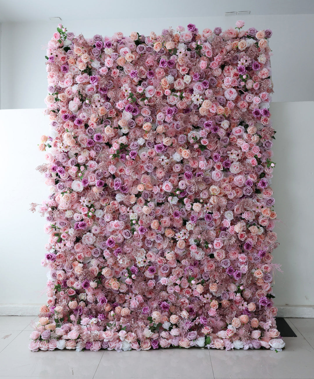 Mixed Flowers In Purple And Pink, 5D, Fabric Backing Artificial Flower Wall