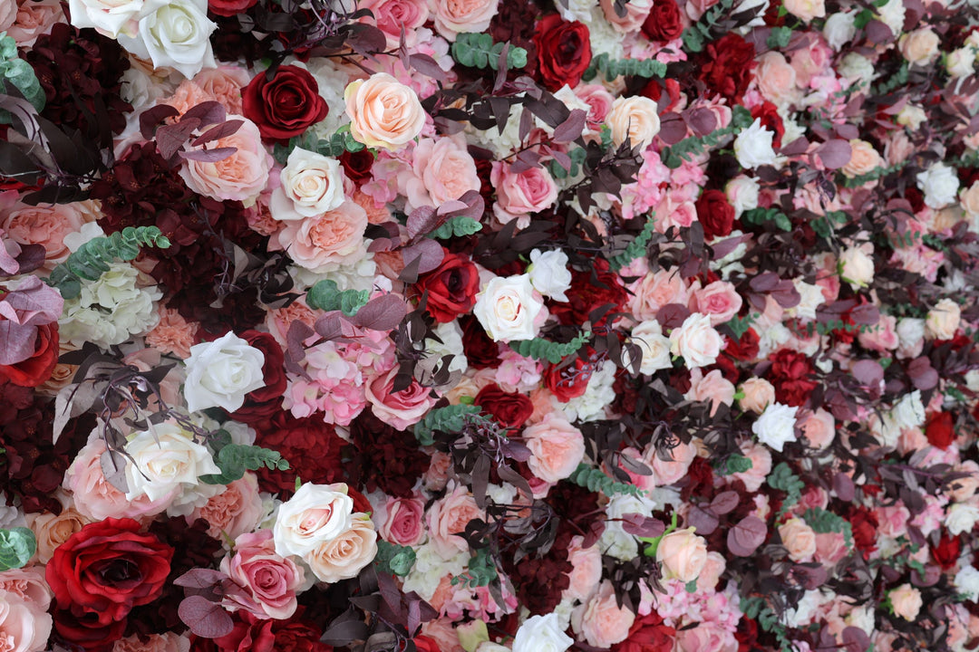 Mixed Rose, Reed Pampas Grass, Artificial Flower Wall, Wedding Party Backdrop