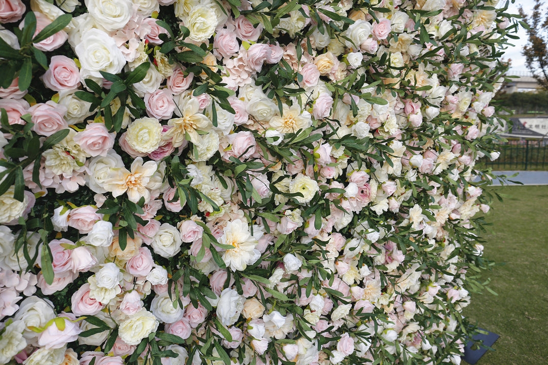 Light Pink Rose Hydrangea Land Lily Mix Flowers, Artificial Flower Wall Backdrop