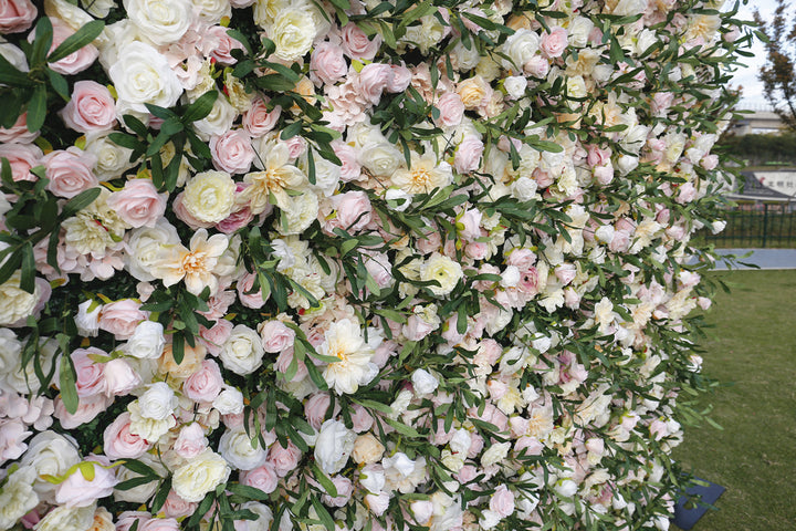 Light Pink Rose Hydrangea Land Lily Mix Flowers, Artificial Flower Wall Backdrop