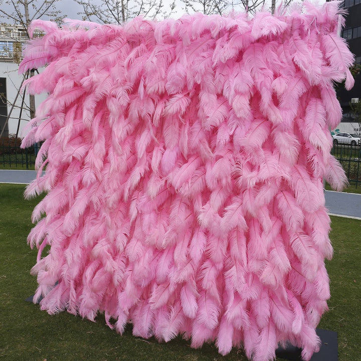 3D Pink Feather, Artificial Flower Wall, Wedding Party Backdrop