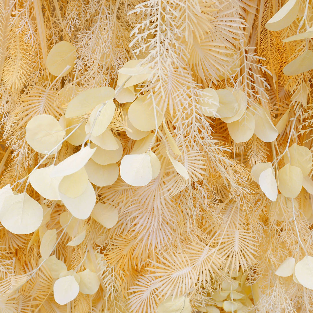 Champagne Feather Pampas Plume Grass, Artificial Flower Wall Backdrop