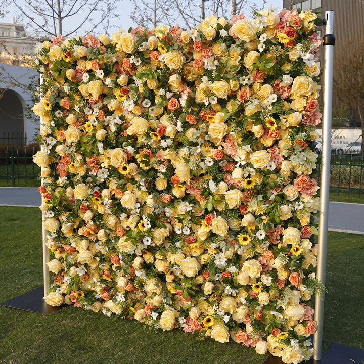 Yellow Roses Gerbera, Artificial Flower Wall, Wedding Party Backdrop