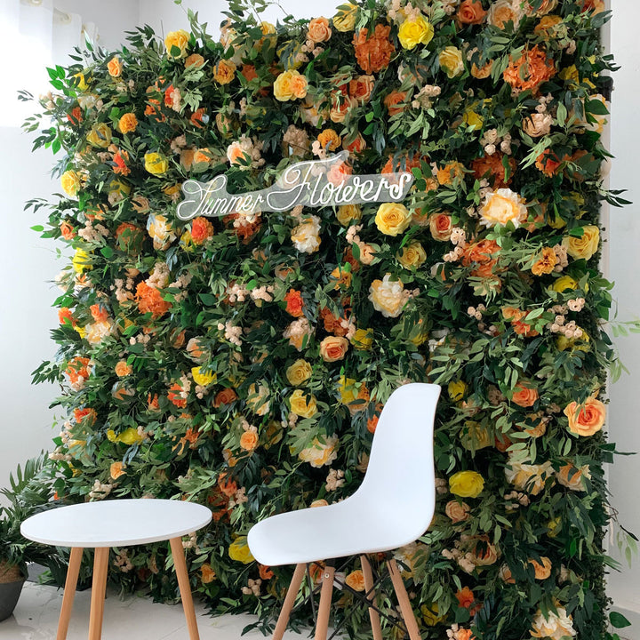 Luxury Green Leaves And Roses And Land Lilies 5D, Artificial Flower Wall Backdrop