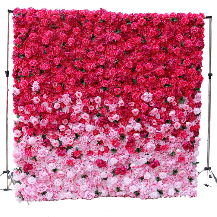 Pink Rose Gradient, Artificial Flower Wall, Wedding Party Backdrop