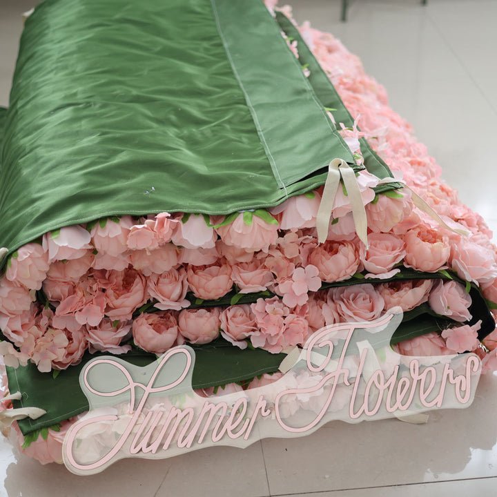 Luxury Light Pink Roses And Pink Roses 5D, Fabric Backing, Artificial Flower Wall Backdrop