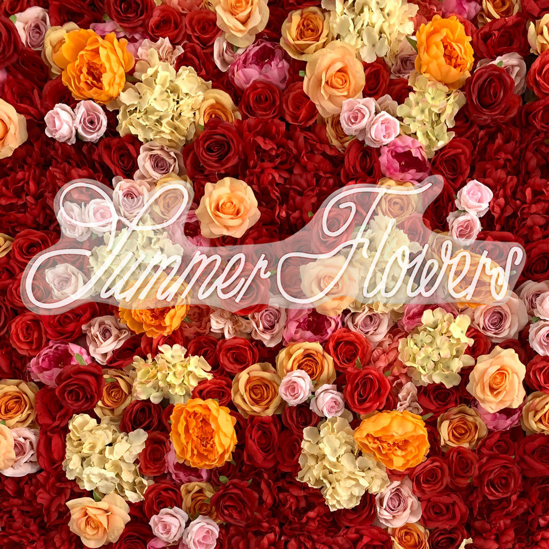 Luxury Rose Red Champagne 5D, Fabric Backing, Artificial Flower Wall Backdrop