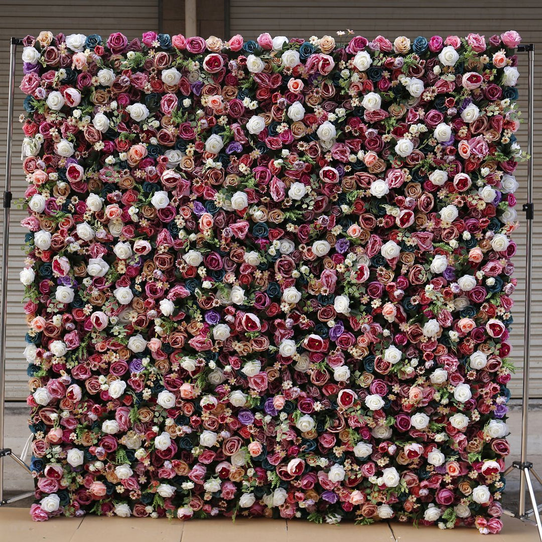 High-Density Mixed-Color Artificial Rose Flower Fake Flower Wall Background