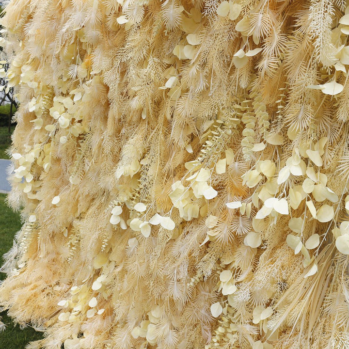 Champagne Feather Pampas Plume Grass, Artificial Flower Wall Backdrop