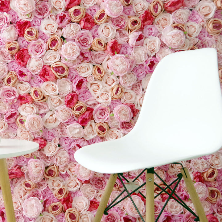 Luxury Light Pink Roses And Pink Roses 5D, Fabric Backing, Artificial Flower Wall Backdrop