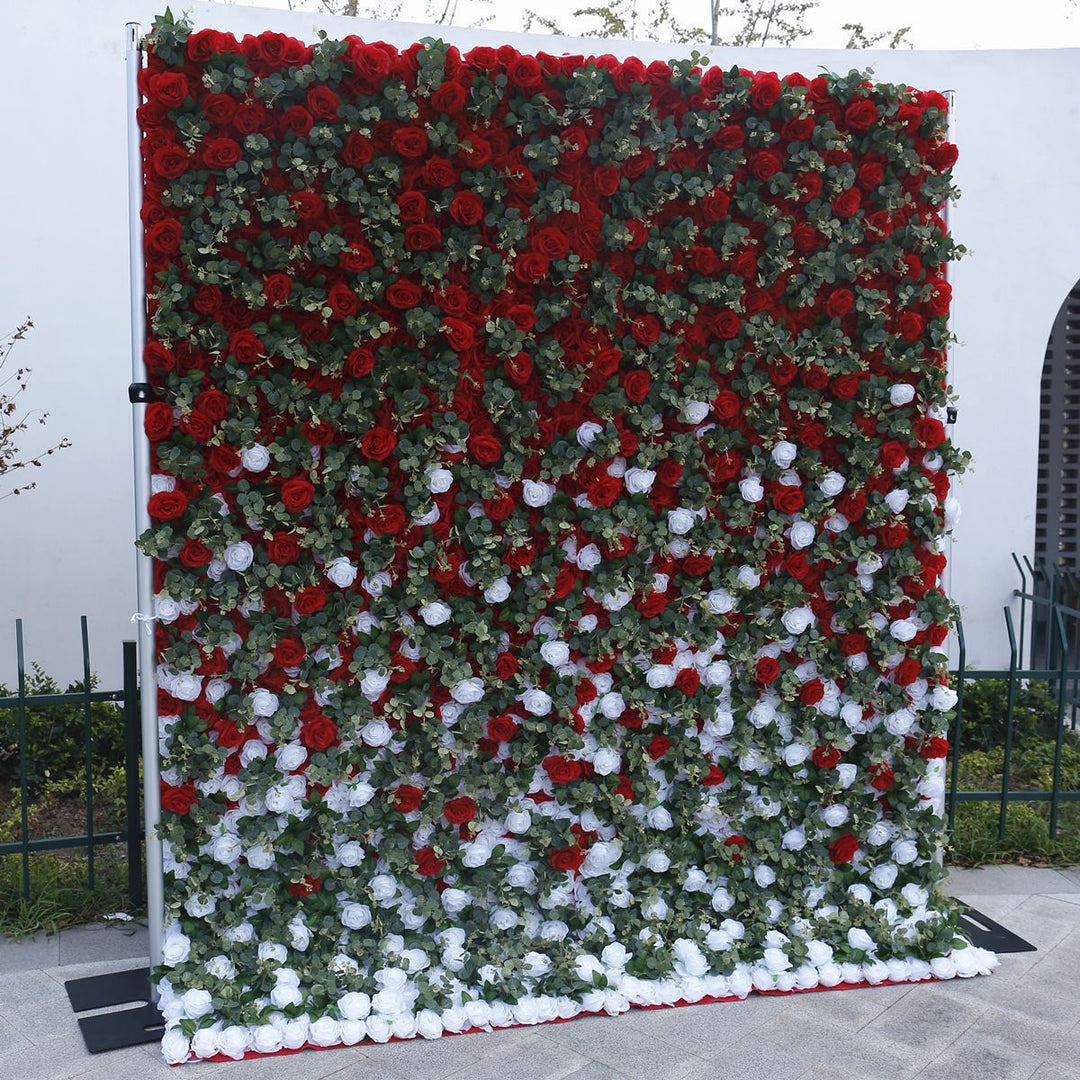 Black Rose And White Rose Gradient, Artificial Flower Wall Backdrop