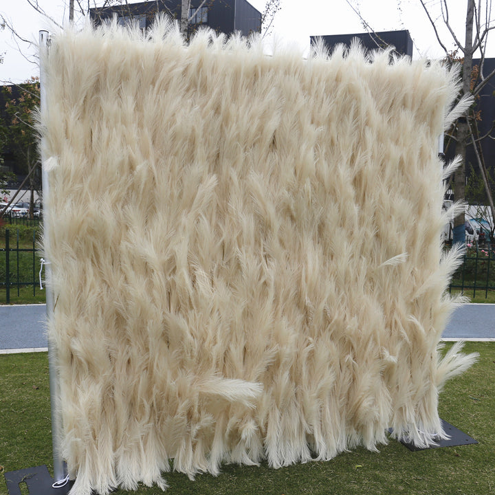 Reed Wall Cattail Pampas Grass, Artificial Flower Wall Backdrop