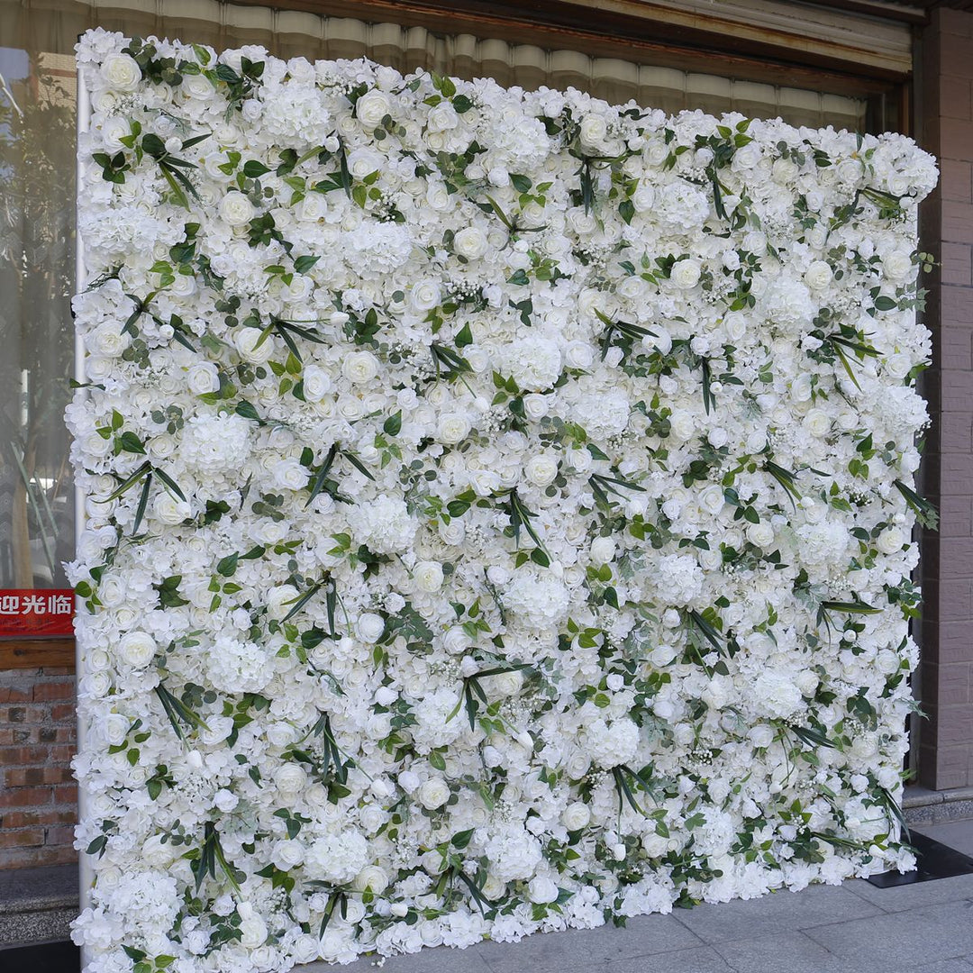 White Roses Hydrangeas Lilies, Artificial Flower Wall, Wedding Party Backdrop