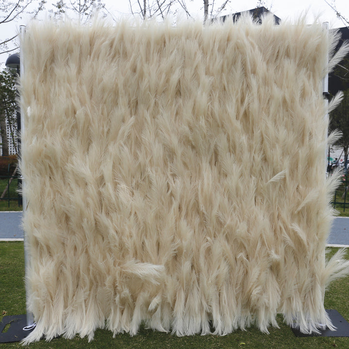 Reed Wall Cattail Pampas Grass, Artificial Flower Wall Backdrop