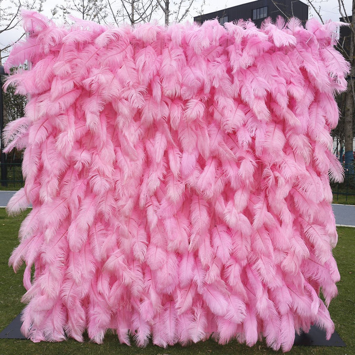 3D Pink Feather, Artificial Flower Wall, Wedding Party Backdrop