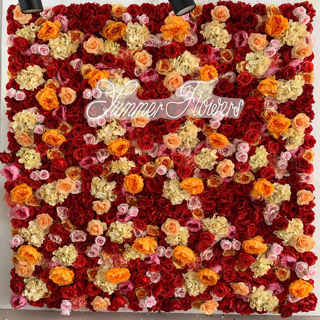 Luxury Rose Red Champagne 5D, Fabric Backing, Artificial Flower Wall Backdrop