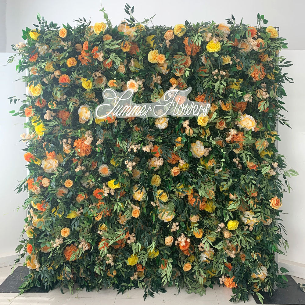 Luxury Green Leaves And Roses And Land Lilies 5D, Artificial Flower Wall Backdrop