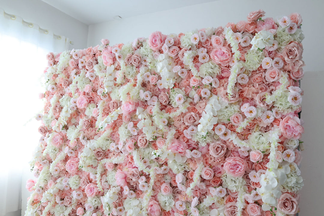 Pink And White Rose, Reed Pampas Grass, Artificial Flower Wall, Wedding Party Backdrop