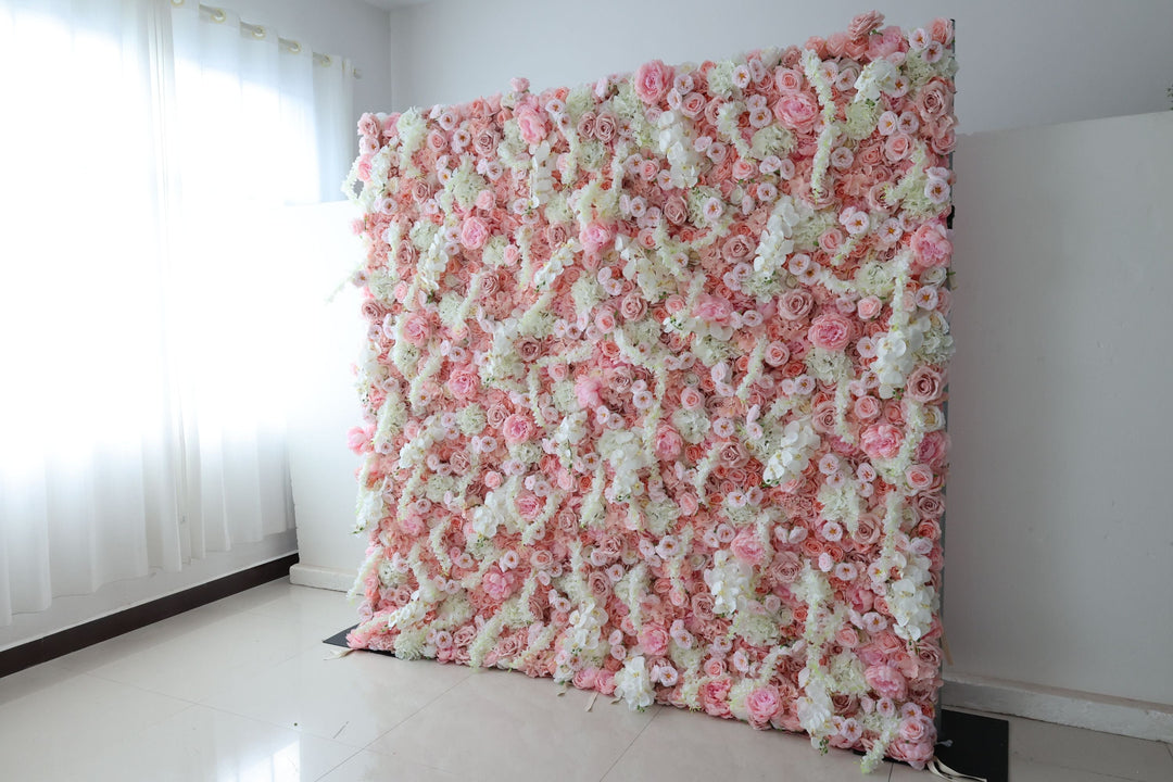 Pink And White Rose, Reed Pampas Grass, Artificial Flower Wall, Wedding Party Backdrop