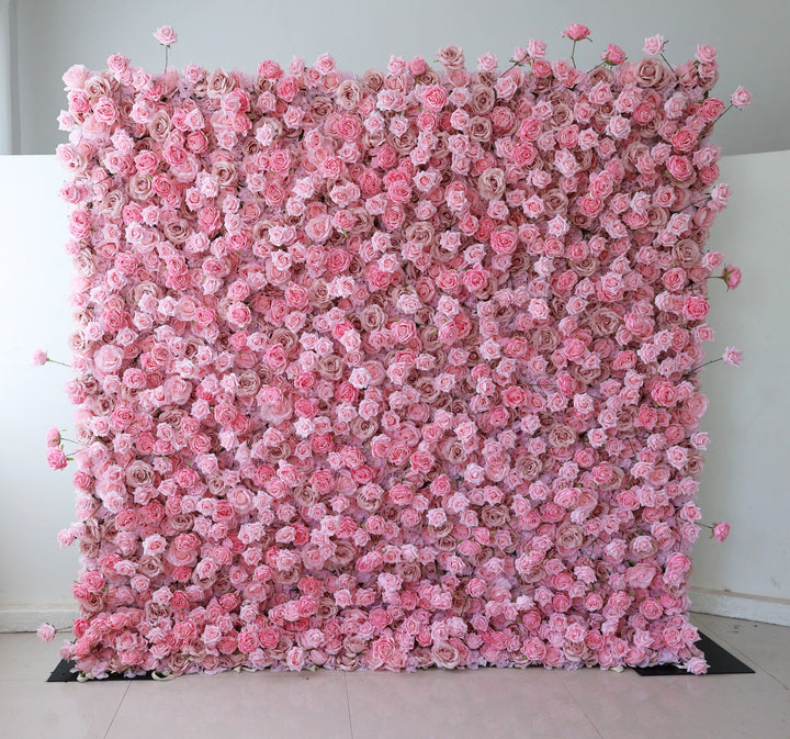 Pink Roses, 5D, Fabric Backing Artificial Flower Wall