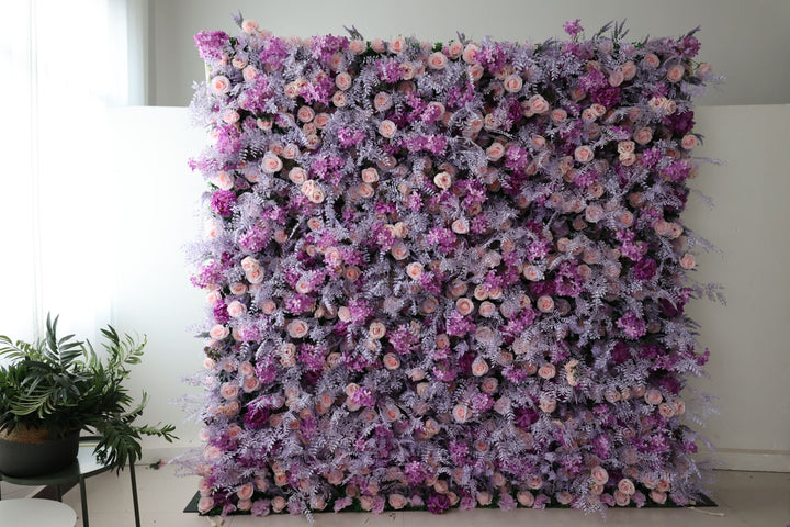 Pink Roses And Purple Hydrangeas, Artificial Flower Wall, Wedding Party Backdrop