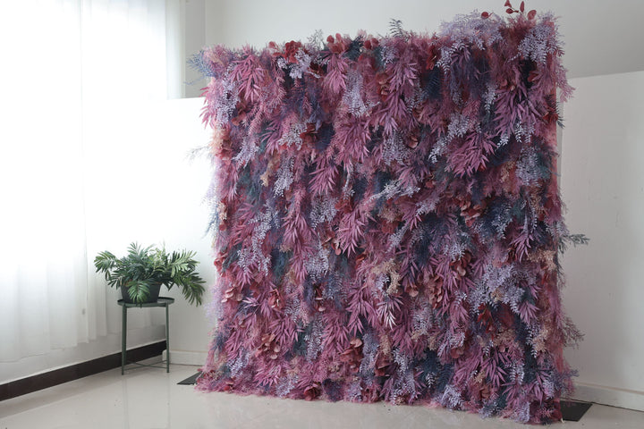 Purple Mixed Grass Wall, Artificial Flower Wall, Wedding Party Backdrop