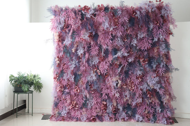 Purple Mixed Grass Wall, Artificial Flower Wall, Wedding Party Backdrop