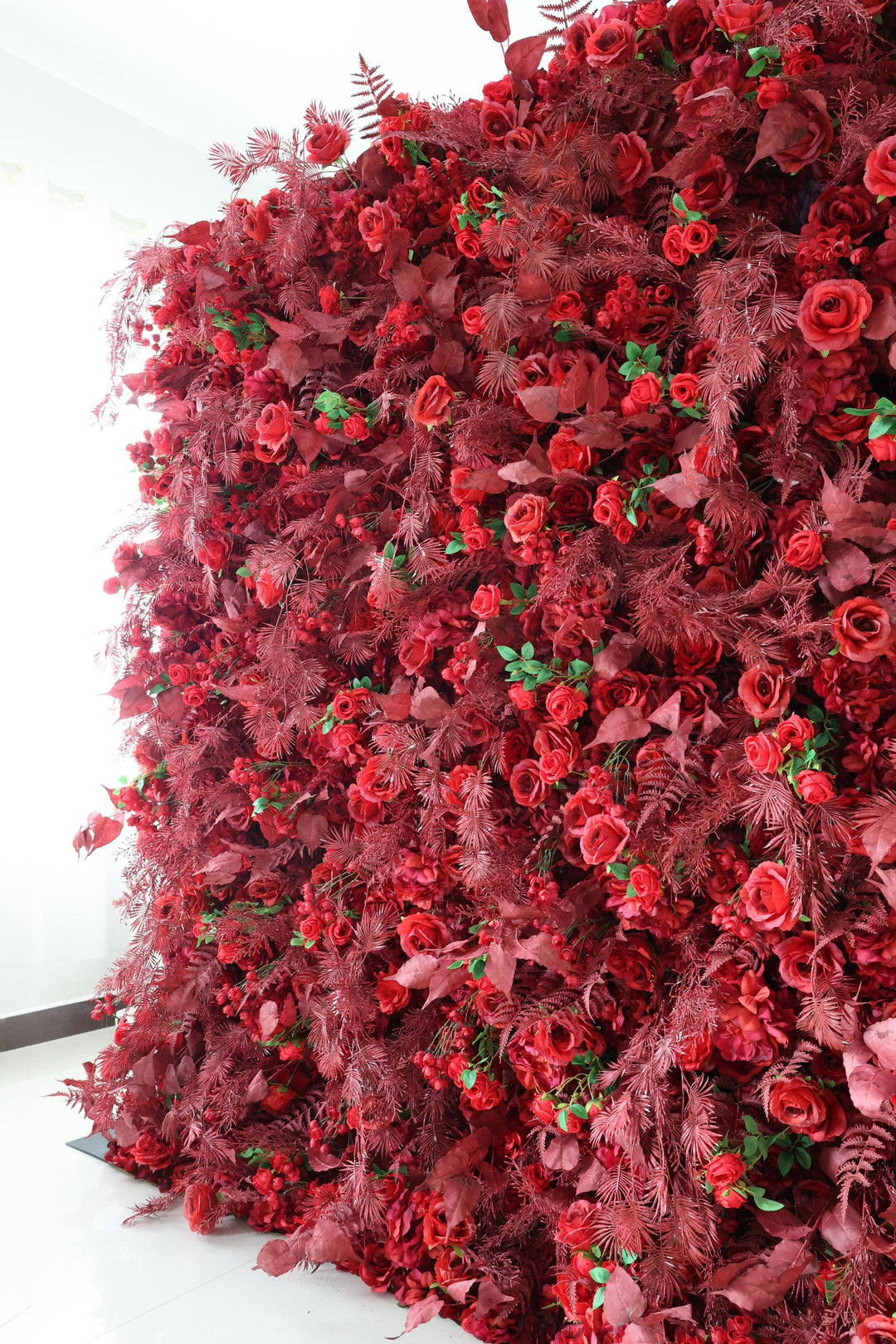 Red Rose, Reed Pampas Grass, Artificial Flower Wall, Wedding Party Backdrop