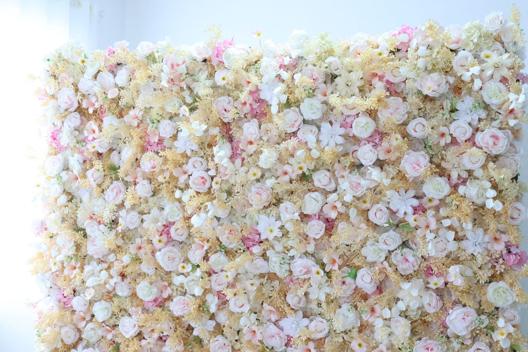 Rose And Yellow Grass, Reed Pampas Grass, Artificial Flower Wall, Wedding Party Backdrop