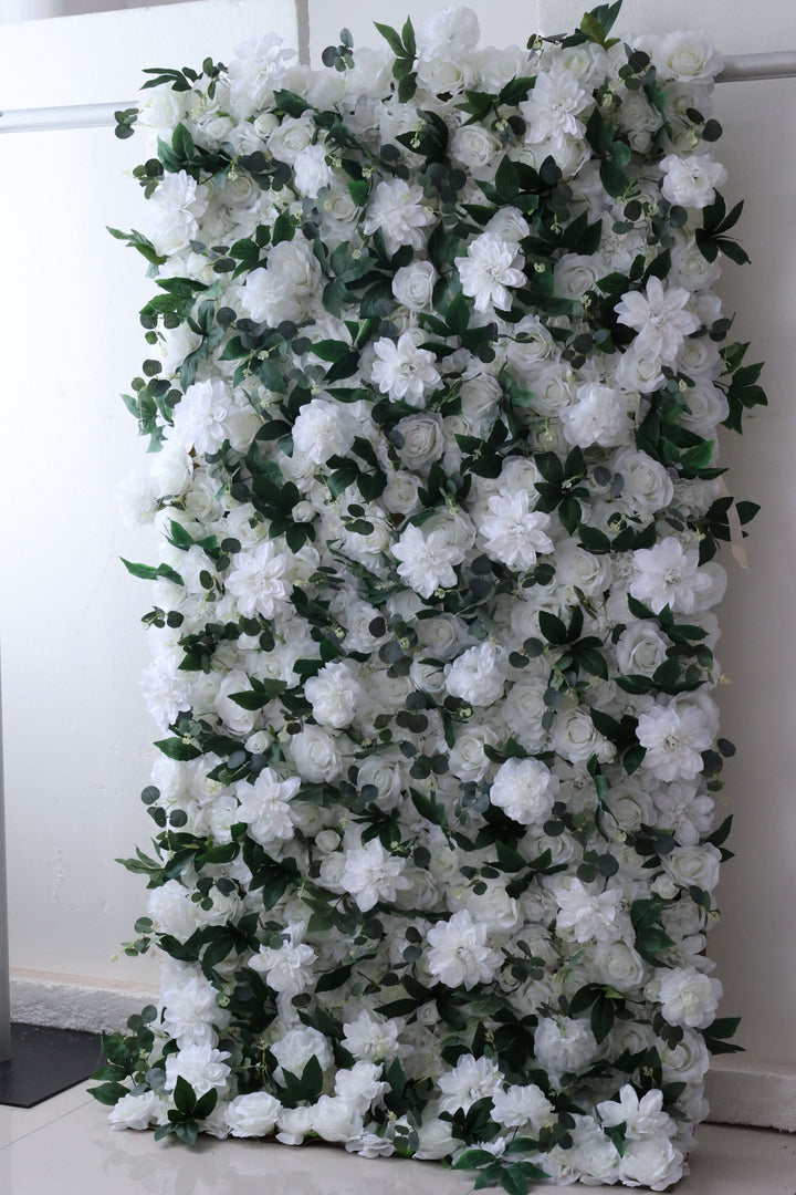 White Dahlia, Reed Pampas Grass, Artificial Flower Wall, Wedding Party Backdrop