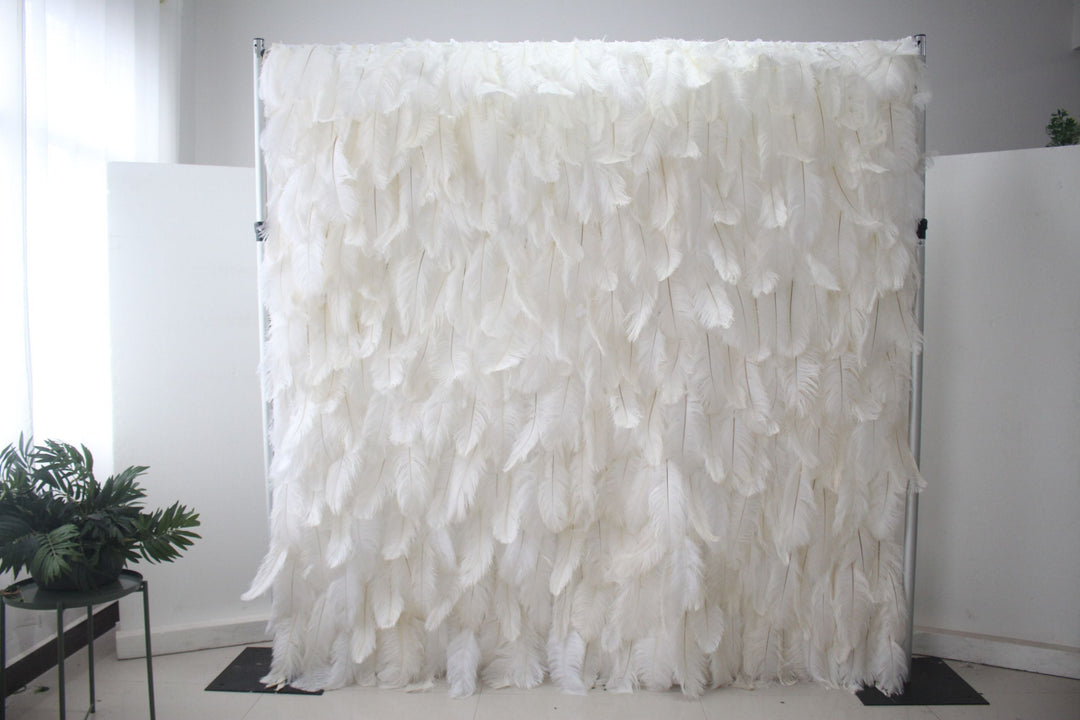 White Feather Flower Wall, Artificial Flower Wall, Wedding Party Backdrop