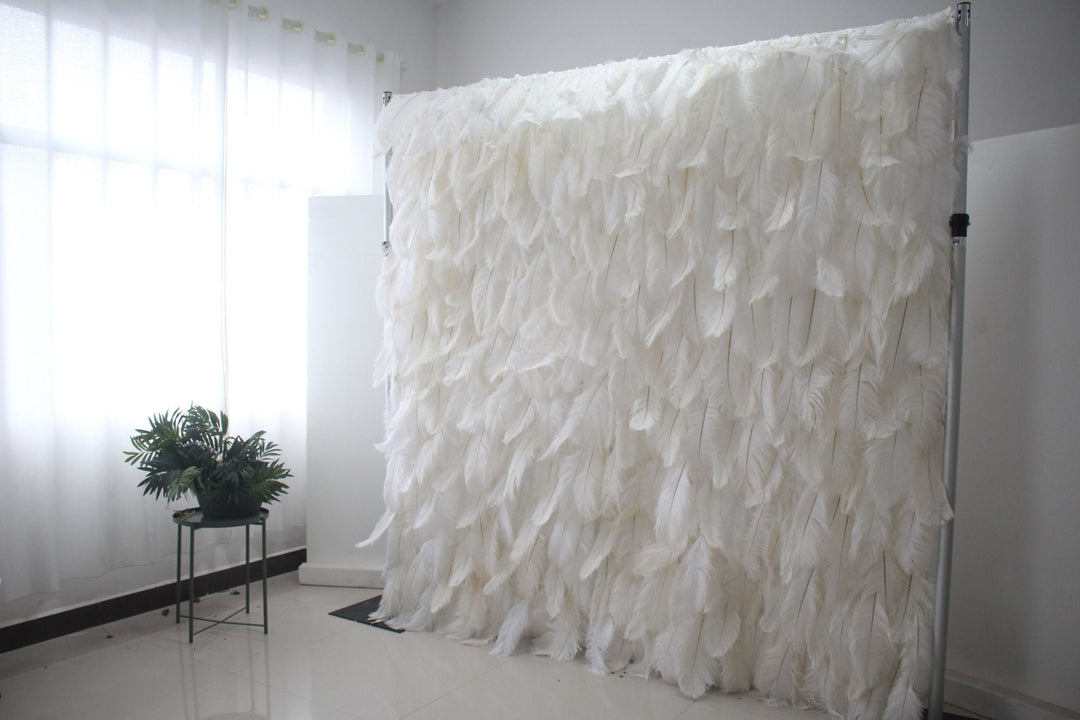 White Feather Flower Wall, Artificial Flower Wall, Wedding Party Backdrop