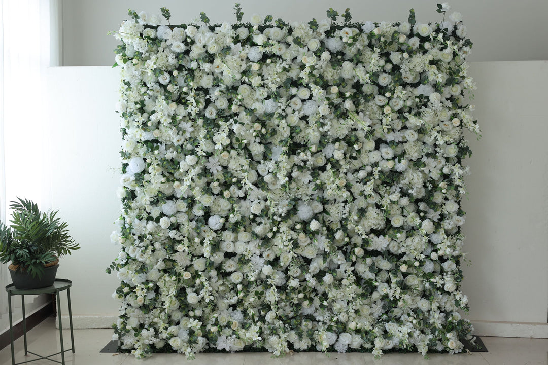 White Roses And Hydrangeas And Green Leaves, Artificial Flower Wall, Wedding Party Backdrop