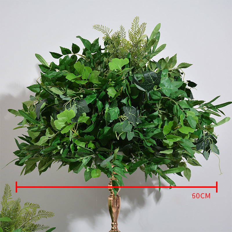 Mixed Leaves In Green, Forest-Themed Wedding Flower Ball