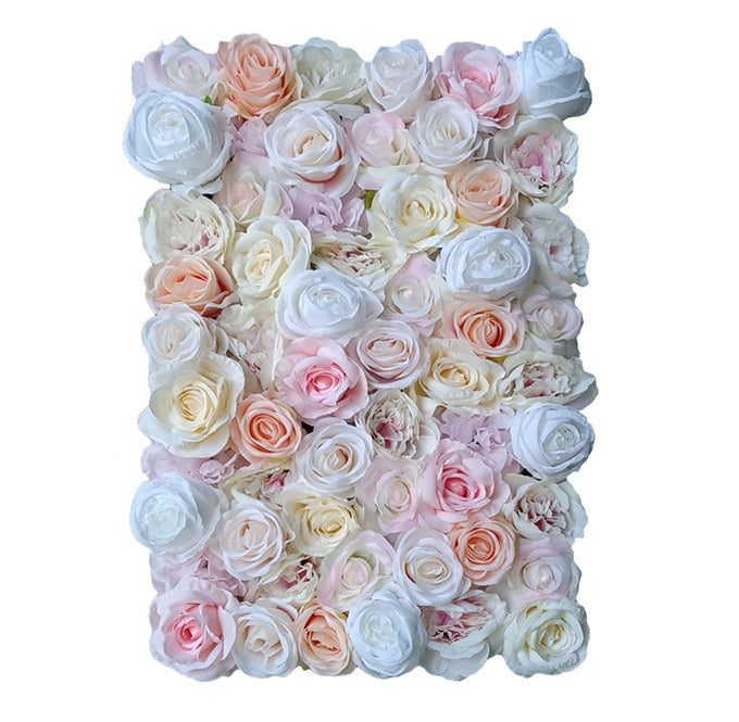 3D Beige And Light-Pink Roses, Artificial Flower Wall Backdrop