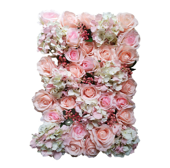 3D Blush Pink Roses And Hydrangeas, Artificial Flower Wall Backdrop