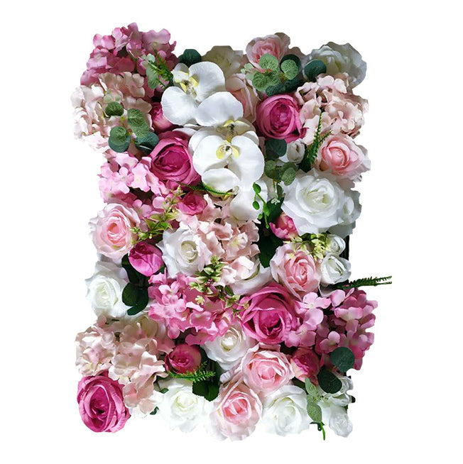 3D Rose Red And Pink Roses With Pink Hydrangeas, Artificial Flower Wall Backdrop