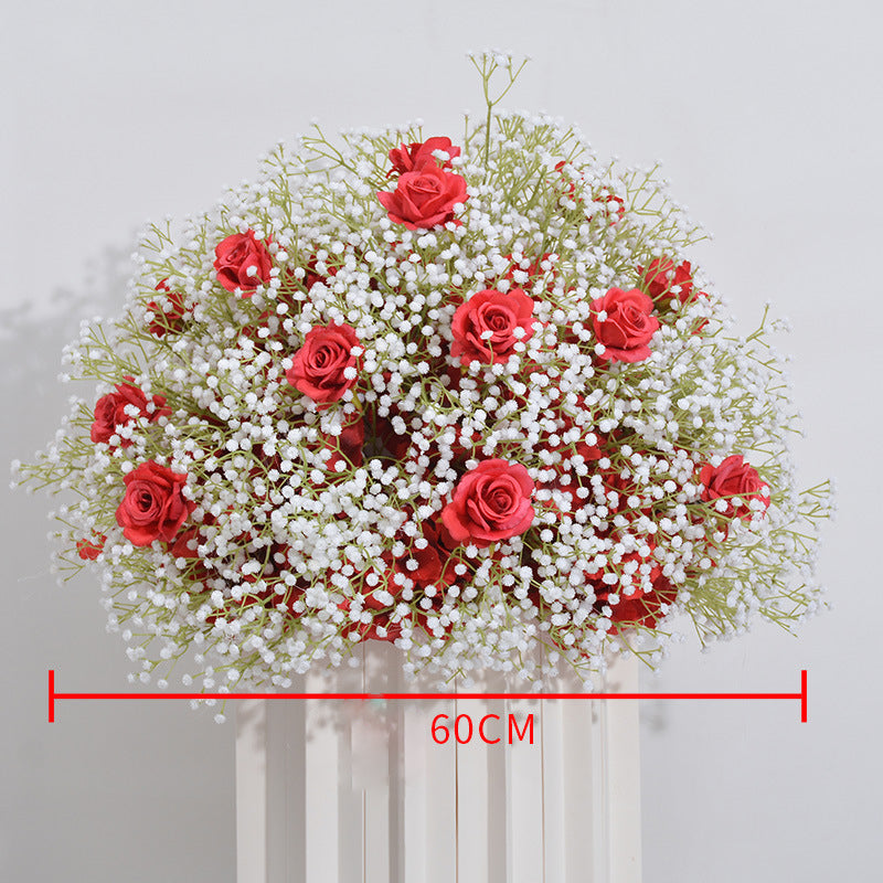 Roses And Gypsophila Wedding Flower Ball