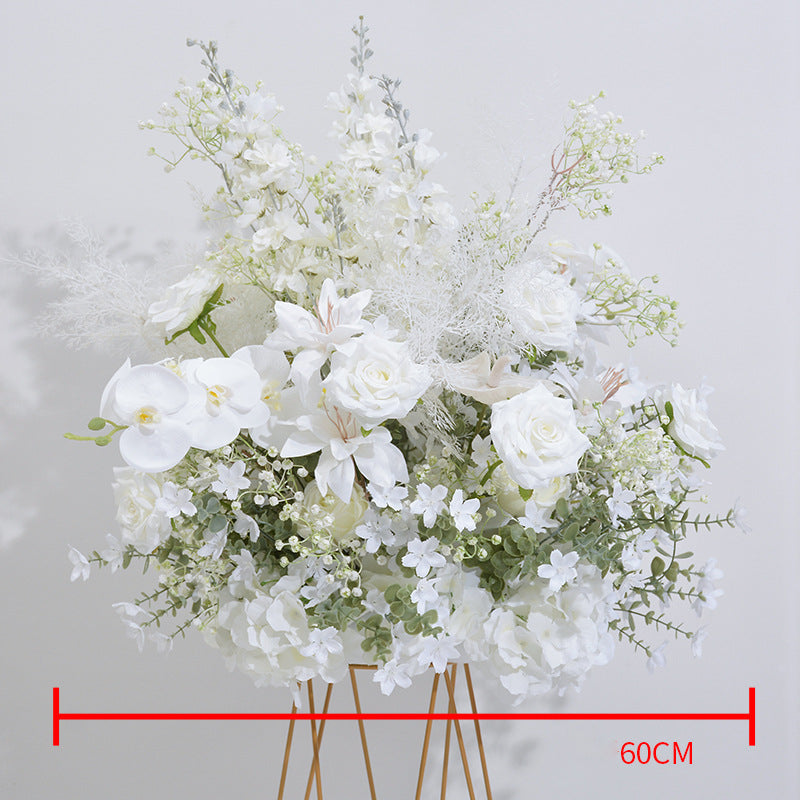 Beige White Roses With Gypsophila, Floral Arch Set, Wedding Arch Backdrop