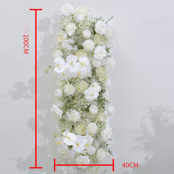 Beige White Roses With Gypsophila, Floral Arch Set, Wedding Arch Backdrop