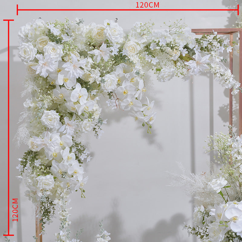 Beige White Roses With Gypsophila, Floral Arch Set, Wedding Arch Backdrop