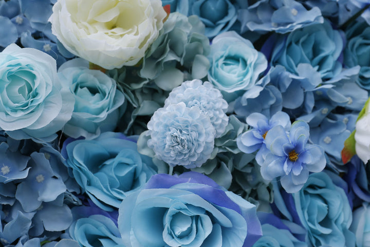 Blue Rose And White Peony, Artificial Flower Wall, Wedding Party Backdrop