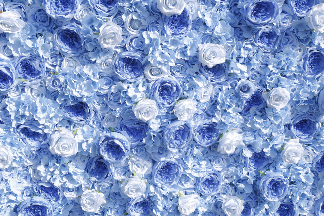 Blue Roses, 3D, Fabric Backing Artificial Flower Wall