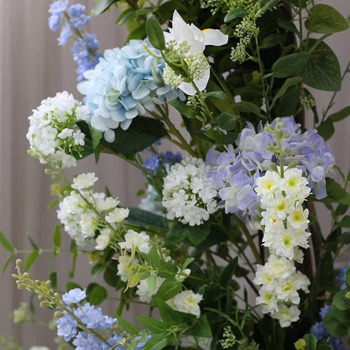 Light Blue, White, Green Arch Flowers, Blue Artificial Flowers, Diy Wedding Flowers