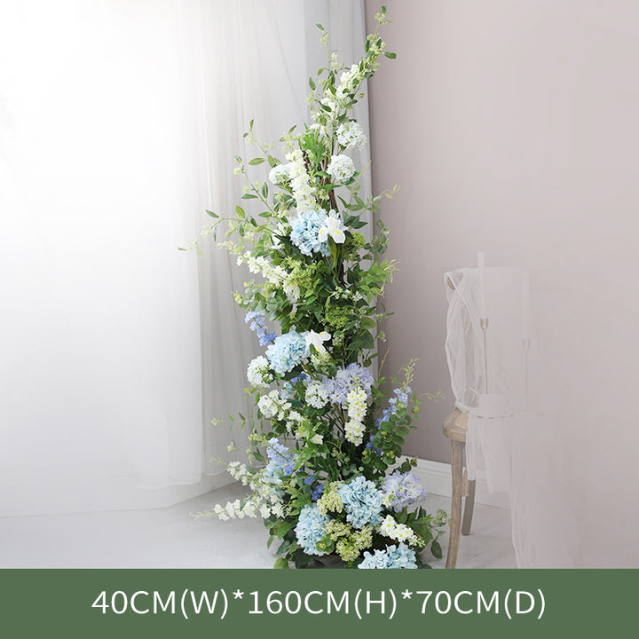 Light Blue, White, Green Arch Flowers, Blue Artificial Flowers, Diy Wedding Flowers