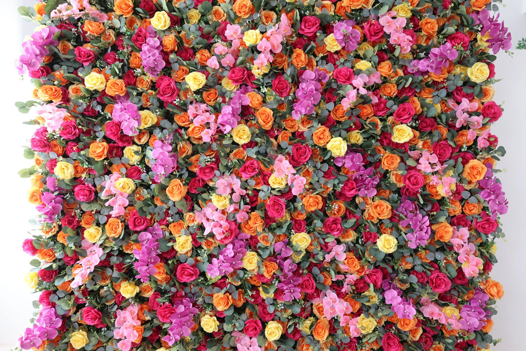 Colorful Rose, Reed Pampas Grass, Artificial Flower Wall, Wedding Party Backdrop